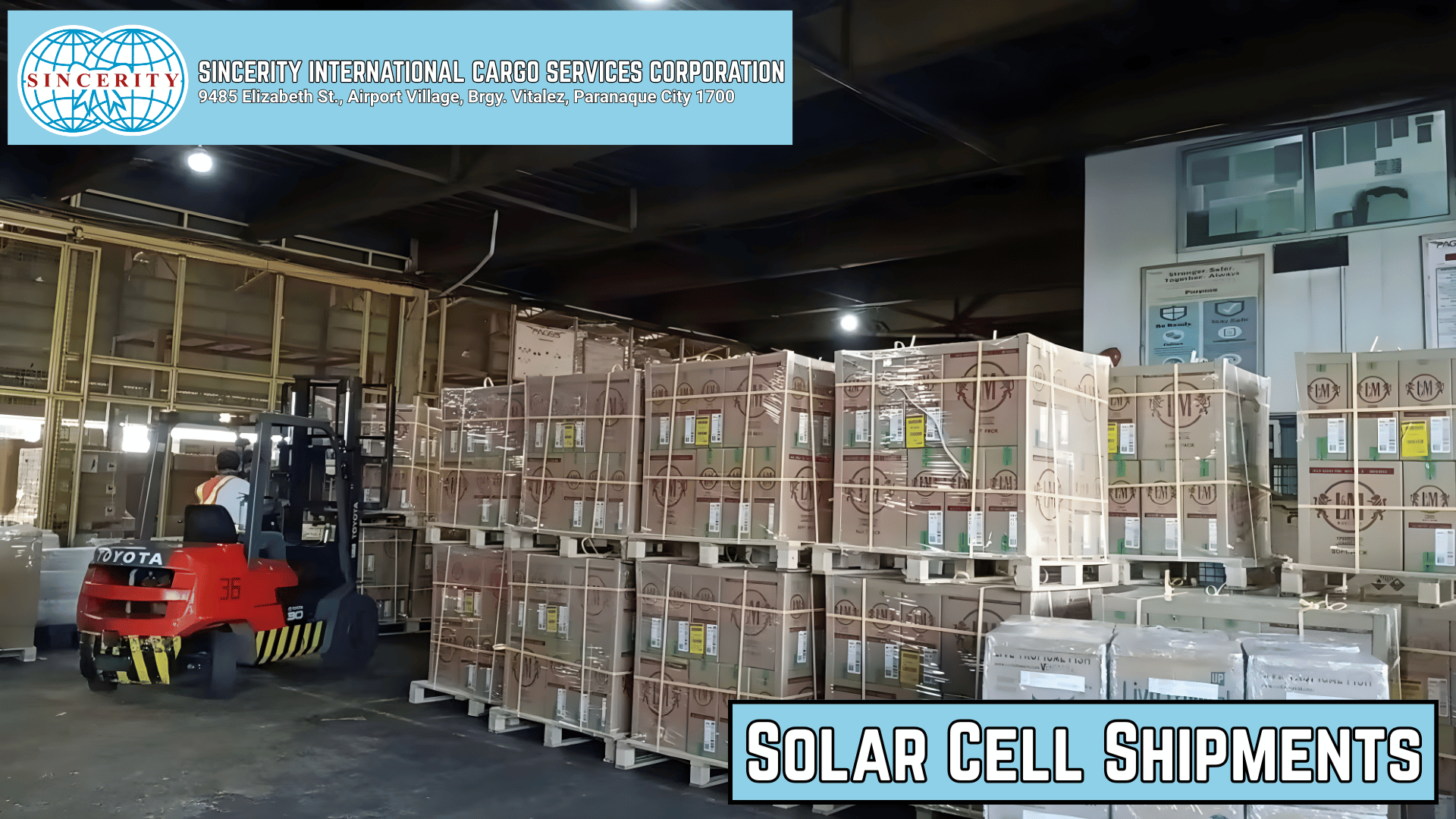 Solar cell shipment cargo handling